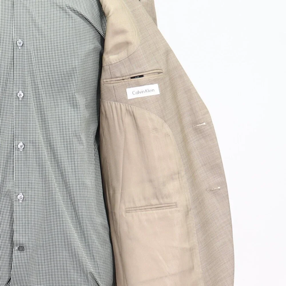 Calvin Klein 44R Brown Solid 2-Button Sport Coat Blazer Jacket T299
